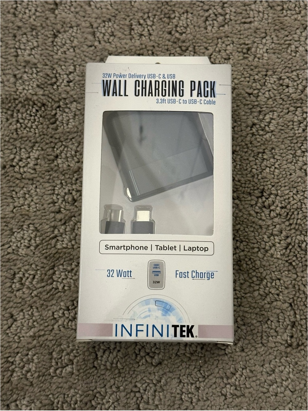BRAND NEW INFINITEK 32W Dual Port USB-C & USB Wall Charging Pack